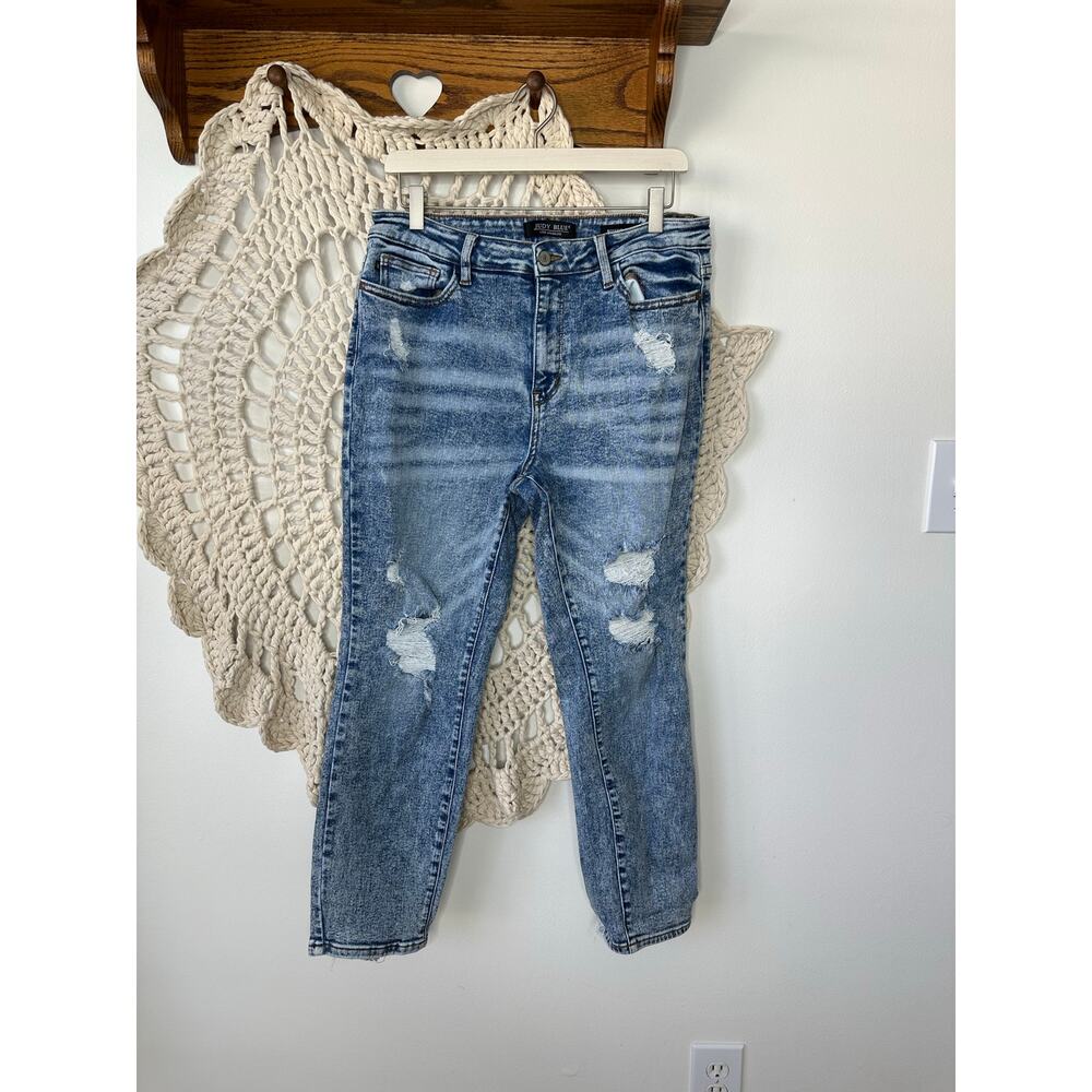 Judy Blue Boyfriend Fit Stone Wash Distressed Jeans Size 13/31